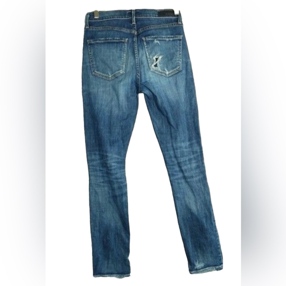 AGOLDE 25 Jeans Skinny Sophie High Rise Crop Distressed Ripped Stretch Blue - Picture 2 of 10